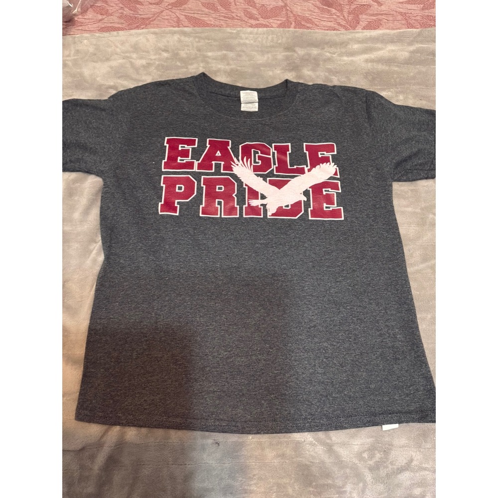 Gildan Youth Medium Eagle Pride Graphic T-Shirt Charcoal Gray School Spirit Tee